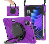 YRDUKJFDJ For Xiaomi Mi Pad 7/Mi Pad 7 Pro 11.2inch 2024 Shockproof Case Sturdy Cover with 360 Rotating Kickstand,Hand/Shoulder Strap Tablet Heavy Duty Shell(Purple)