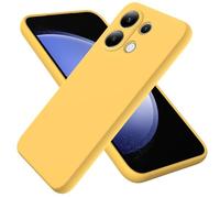 YRDUKJFDJ For Xiaomi Redmi Note 13 4G Phone Case Anti-Scratch Thin Slim Liquid Silicone Soft TPU Rubber Full Camera Protection Bumper Pure Color Simple Cover W Wrist Band(Yellow)