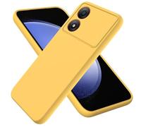 YRDUKJFDJ For ZTE Blade A34 Phone Case Anti-Scratch Thin Slim Liquid Silicone Soft TPU Rubber Full Camera Protection Bumper Pure Color Simple Cover W Wrist Band(Yellow)