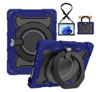 YRDUKJFDJ Heavy-Duty Protective Case for Microsoft Surface Go 3/Go 2/Go 2021/2020/2018, 360° Rotating Stand, Shoulder Strap, Pencil Holder & Handle Ring, Shockproof Cover for Kids & Adults(Dark Blue)