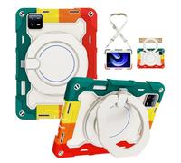 YRDUKJFDJ Heavy-Duty Protective Case for Xiaomi Mi Pad 6/Mi Pad 6 Pro 11 inch 2023, 360° Rotating Stand, Shoulder Strap, Pencil Holder & Handle Ring, Shockproof Cover for Kids & Adults(Red Green)