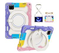 YRDUKJFDJ Heavy-Duty Protective Case for Xiaomi Mi Pad 6/Mi Pad 6 Pro 11 inch 2023, 360° Rotating Stand, Shoulder Strap, Pencil Holder & Handle Ring, Shockproof Cover for Kids & Adults(Pink Purple)
