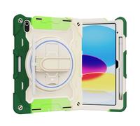 YRDUKJFDJ Kids Case For iPad 11th Gen A16 11 Inch 2025,Multi-Angle Elastic Bracket+360° Adjustable Swivel Hand Strap Three-in-one Shatter-Resistant Shell, Drop-Proof,Shoulder Strap(RAINBOW GREEN)