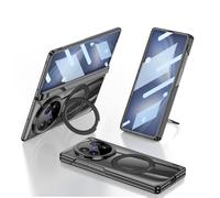 YRDUKJFDJ Magnetic Hinge Case For Vivo X Fold 5 2025,Folding Case with Rotatable Stand & Built-in Screen Protector, Ultra-Thin Plating Protective All-Inclusive Cover(Black)