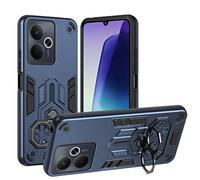 YRDUKJFDJ Phone Back Case For OPPO Realme 14T 5G Phone Case with Kickstand,Military-Grade Heavy Duty Protection Mobile Cover PC Matte Textured Cover Rugged Shockproof TPU Sturdy Case(Blue)