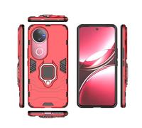 YRDUKJFDJ Phone Back Case For Vivo V50 5G Phone Case, Slim Case Stand Kickstand PC & TPU Cover With Holder(Red)