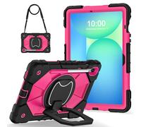 YRDUKJFDJ Tablet PC Bag, Case Case For Samsung Galaxy Tab S10 FE 10.9" X520/X526B/X528U (2025) Rugged Shockproof Cover,Protective Case W 360 Swivel Kickstand+Hand Strap+Shoulder Strap(Rose red)