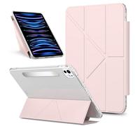 YRDUKJFDJ Tablet PC Bag, Case Compatible With iPad Pro 11 Inch M4 2024 (5th Gen) Case Detachable Magnetic Slim Protective Cover, Multi-Angle Viewing Clear Transparent Back Shell Shockproof Case(Pink)