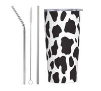 Yrebyou Cow Print Tumbler with Lid and Straw 20oz Vacuum Insulated Coffee Cup Stainless Steel Tumblers Leakproof Travel Mug Present for Women Men