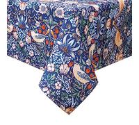 Yrendenge William Morris Tablecloth, Original Design Table Cloth, Waterproof Washable Table Cover, Blue Square Tablecloth, Restaurant Party Placemat, Strawberry Thief, 140x140cm