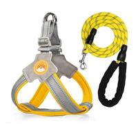 yrenoer No Pull Dog Harness with Breathable Mesh Padding, Reflective Strips, Escape Proof Design, Quick Adjust Fit for Training & Walking Small, Medium, and Large Dogs (Yellow, M)
