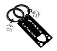 Yrerndre 2pcs New Home Keyrings 2025 Housewarming Gifts for New Homeowners Gift for House Gifts First Home Keyring for Couple Matching Keyrings for Family Friends Husband Wife Present