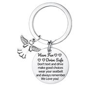 Yrerndre Drive Safe Keyring for Men Women New Driver Gifts Angel Charm Keyring We Love You Gifts for Daughter Son Christmas Birthday Present