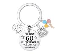 Yrerndre Funny Birthday Keyring 30th -70th Birhday Gifts Funny Joke Gifts for Women Men Happy Birthday Jewelry Gifts for Mum Grandma Aunt Sister 50th 60th Birthday Decorations (60th)