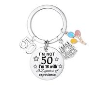 Yrerndre Funny Birthday Keyring 30th -70th Birhday Gifts Funny Joke Gifts for Women Men Happy Birthday Jewelry Gifts for Mum Grandma Aunt Sister 50th 60th Birthday Decorations (50th)