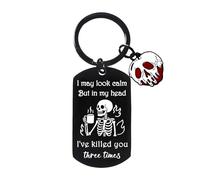 Yrerndre Gothic Skull Keyring Horror Gifts for Women Men Spooky Skeleton Gift for Gothic Lover Gift Funny Gifts for Coworker Colleague Friends Sister Halloween Basket Stuffers Horror Accessories