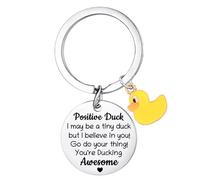 Yrerndre Positive Duck Keyring Emotional Supporting Gifts Funny Keyring Inspirational Gift for Women Men Friends Sister Christmas Birthday Present Cute Duck Gifts for Duck Lovers Gift