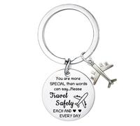Yrerndre Travel Gifts for Women Travel Safe Keyring Travelling Gifts Travel Accessories for Women Friends Daughter Sister Christmas Birthday Present Graduation Gift Airplane Charm Keyring