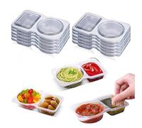 YREYBN 10Sets Reusable Snack Containers, Double Compartment Containers with Lids, Portable Box with Compartments, Dip Container Mini Packs for Meal Prep, Work, Picnic & Travel