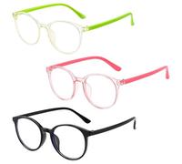 YREYBN 3 Pack Kid Glasses, Blue Light Glasses Kids, Kids fake glasses, Kids Pretend Glasses for Online Learning, Gaming, and Daily Screen Use, Black Green Pink