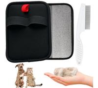 YREYBN 3-Piece Pet Hair Removal Glove Set with Comb and Two Brushes, Reusable Pets Grooming Gloves, Electrostatic Pet Hair Remover for Furniture, Car Seats, Clothing, TPR Material