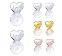YREYBN 4 Pairs Love Earrings Back for Droopy Ears, Heart Silicone Earring Lifter, Silicone Earring Backs for Heavy Earring, Hypoallergenic Silicone Earring(Gold,Silver,White,Rose Gold)