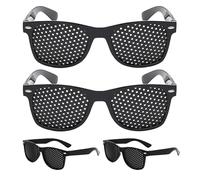 YREYBN 4Pcs Pinhole Glasses, Grid Glasses with Small Holes, For Eye Training, Vision Improvement & Relaxation, Durable Distance glasses for Driving, Unisex, Small Hole for Fatigue Relief (Black)