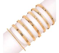 YREYBN 7 PCS Gold Bangle Bracelets for Women, Gold Stackable Bangle Bracelet, Indian Bohemia Bracelet Set, Suitable for wedding parties, special occasions and other events