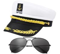 YREYBN Captain Sailors Hats Adults, 2-Piece Set with Hat and Glasses, Sailor Hat for Halloween Costumes and Nautical-Themed Parties, Captain Hats for Adults Men
