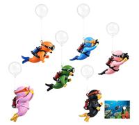 YREYBN Fish Tank Decorations, Aquarium Accessories Ornaments, Set of Six Diver Figures for Aquatic Displays, Durable Resin Fish Tank Decor with Realistic Details