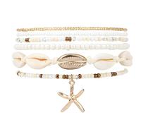 YREYBN Shell Jewellery Set, Starfish Shells Summer Beach Beaded Bracelets, Shell Bracelet, Boho Bracelets for Holiday and Beach