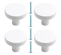 YREYBN White Cupboard Knobs, 4-Pack Small Drawer Knobs for Kitchen Cabinet Upgrading, Single Hole Cupboard Handle, Wardrobe Handle Replacement, Furniture Makeover, Easy to Install