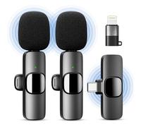 YRF Microphone for iPhone Android Mobile Phone, Wireless Lavalier Microphone, Plug & Play Mini Microphone 2.4 GHz, USB-C & Lightning
