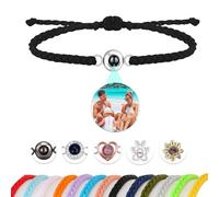 YRH Custom Photo Bracelet with Picture Inside,Projection Picture Bracelet,Gifts Memorial for Women/Men/Family/Friend/Loved,Own Matching (Rope Color/Bead Accessory/Inside Photo Template/Box)