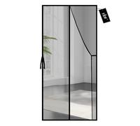 YRH Magnetic Fly Screen Door 120x220 cm,Fiberglass Enhanced Screen Mesh,with Stay Open Buckles,Heavy Duty Self-Sealing Mesh,Powerful Magnets,No Drill Installation (Black)