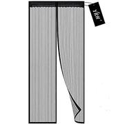 YRH Magnetic Fly Screen Door - Heavy Duty Self-Sealing Mesh,Powerful Magnets and Full Frame Magic Tape,No Drill Installation,Automatically Closes (120x220cm, Black)