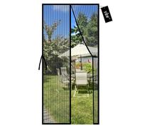 YRH Magnetic Fly Screen Door with Stay Open Buckles - Heavy Duty Self-Sealing Mesh, No Drill Installation,Powerful Magnets,Full Frame Magic Tape (90x210 cm, Black)