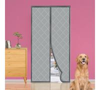 YRH Thermal Insulated Door Curtain - Windproof Heavy Soundproofing, Oxford Cloth Polyester Cotton Thermal,Automatically Close,Powerful Magnets,Full Frame Magic Tape (90 × 200 cm,Gray)