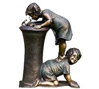 YRHH Garden Resin Statue, Home Decor Ornament , Little Boy and Girl Figurines, Indoor/Outdoor Decor for Home, Garden, Patio, Deck, Porch Yard Art Decoration-a