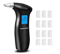 YRHWS Breathalyzer Alcohol Tester UK, Professional Breathalysers Portable Alcohol Breath Tester with Digital Blue LCD Display and 12 Mouthpieces for Personal & Car Use