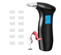 YRHWS Breathalyzer & Alcohol Tester with 12 Mouthpieces, Portable Alcohol Breath Tester Professional Breathalysers with LCD Display Digital Fast, High Accuracy