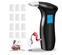 YRHWS Breathalyzer & Alcohol Tester with 12 Mouthpieces, Portable Alcohol Breath Tester Professional Breathalysers with LCD Display Digital Fast, High Accuracy