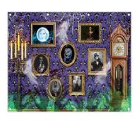 Yriujul Fabric 10x8ft Halloween Haunted House Frame Photography Backdrop Spooky Ghost Mansion Spider Background Magic Wall Party Decorations Photo Banner Props