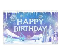 Yriujul Fabric 72x43inch Ice Snow Winter Birthday Backdrop Magical Castle Wonderland Princess Snowflake Photography Background Kids Girls Party Decoratins Photo Props