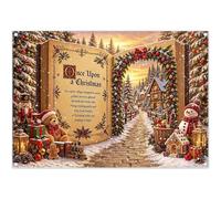 Yriujul Fabric 7x5ft Christmas Story Book Backdrop Winter Village Banner | Xmas Tree Snow Forest Santa Town Toy Photography Background, Gingerbread House Party Decorations, Family Kids Photo Props