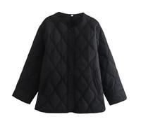 Yrkcah Women's Button Down Raglan Long Sleeves Quilted Bomber Jacket Black