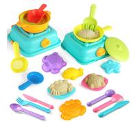 Yrkidstoi Beach Toys for Toddlers, Seaside Sand Cooking Play Set, Kids Sandpit Toy with Sand Molds and Spade, Mesh Bag, Baby Boys Girls Outdoor Toys Travel Beach Essentials