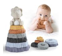 Yrkidstoi Stacking & Nesting Baby Toy, 7 Pcs Soft Ring Stacker Teething Toys with Dinosaur, Buliding Circles Sensory Learning Toys Gift for 6 12 18 Months Infant Toddler Boys Girls