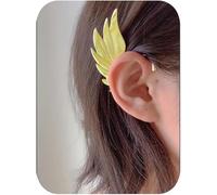 YRlilicc Gothic Angel Wing Ear Cuffs for Women Halloween Fairy Elf Non-Piercing Earrings Metal Cartilage Climber Ear Wrap Cosplay Costume Jewelry for Party Festival, L, Zinc, No Gemstone