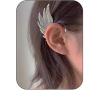 YRlilicc Gothic Angel Wing Ear Cuffs for Women Halloween Fairy Elf Non-Piercing Earrings Metal Cartilage Climber Ear Wrap Cosplay Costume Jewelry for Party Festival, L, Zinc, No Gemstone